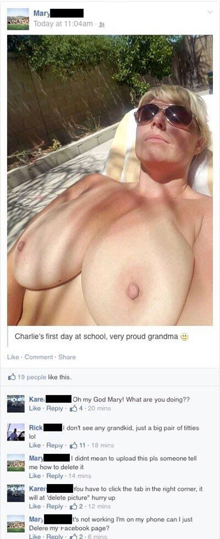 Grand mere seins nus